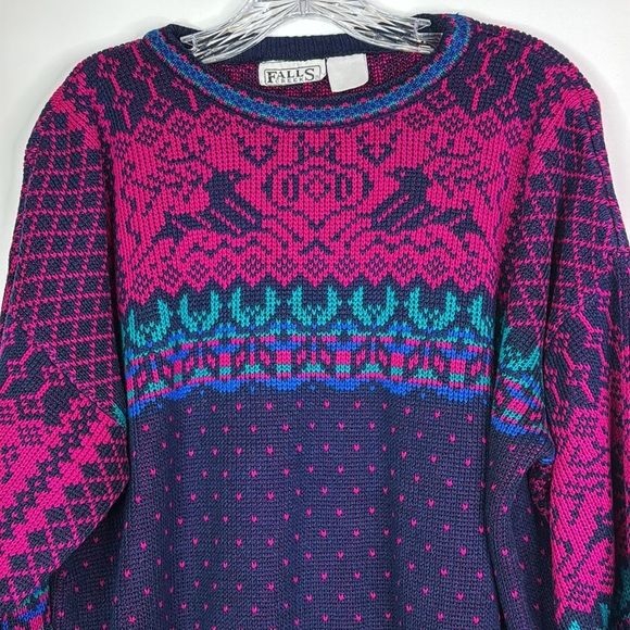 Vintage Falls Creek Reindeer Crewneck Sweater L/XL - Picture 2 of 7